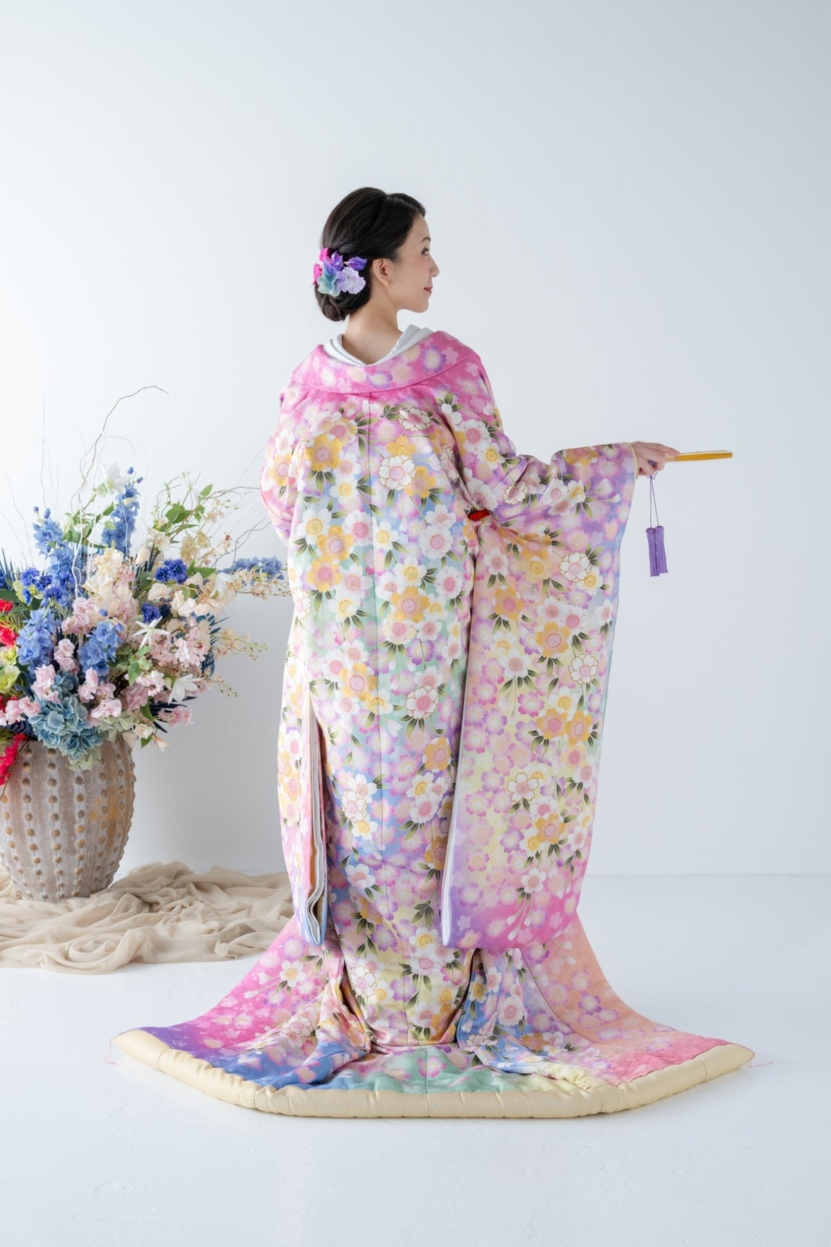 色打掛レンタル フルセット 虹地枝垂桜花文 031
