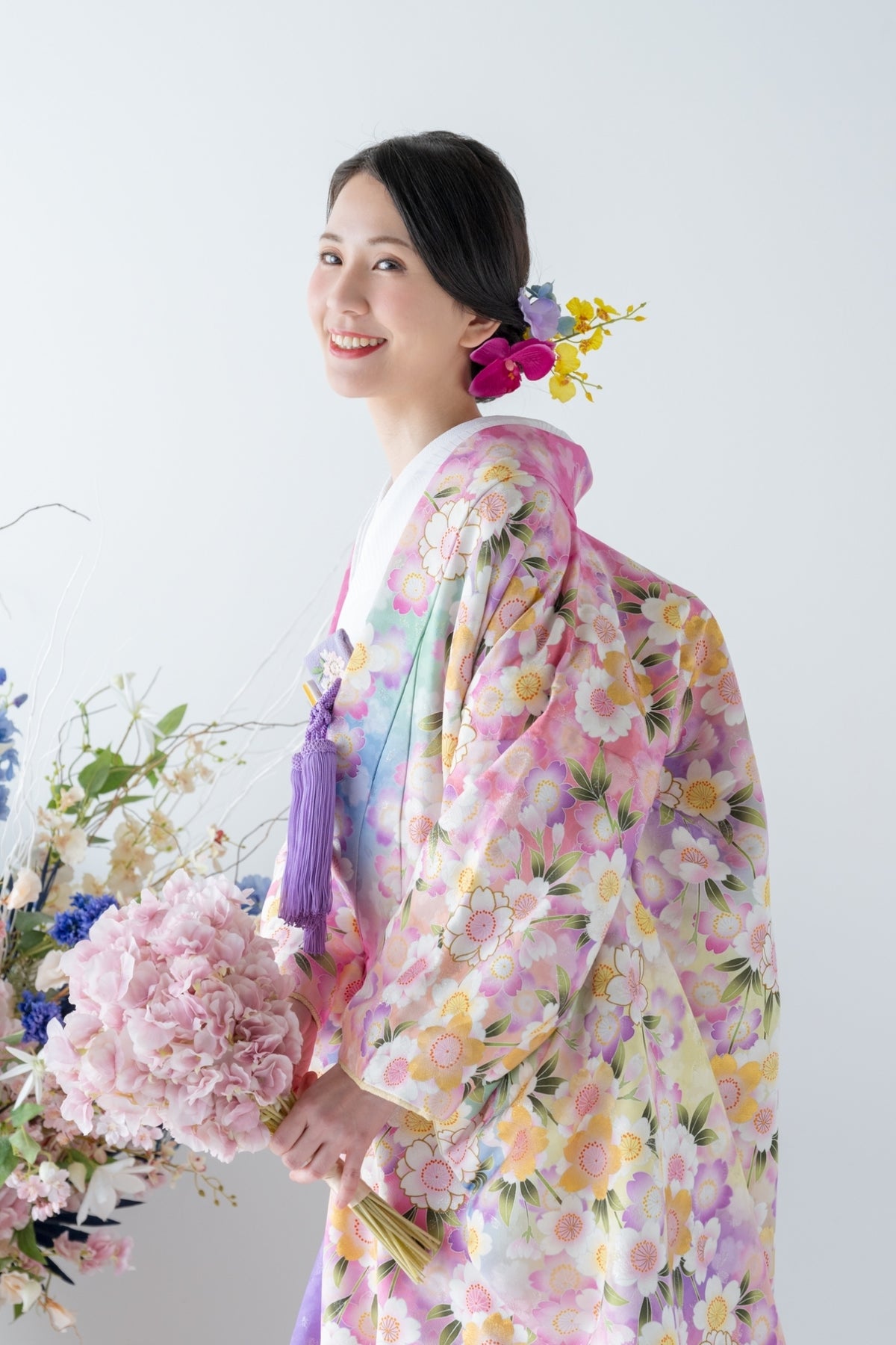 色打掛レンタル フルセット 虹地枝垂桜花文 031
